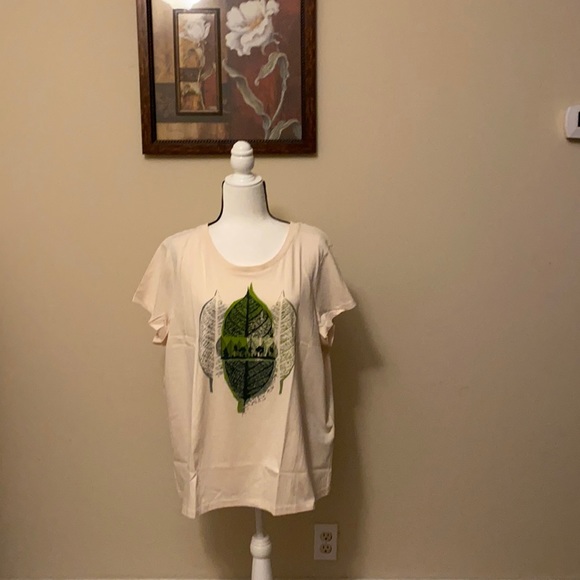 sahalie Tops - Saturday Market Tee size 2X, cream color